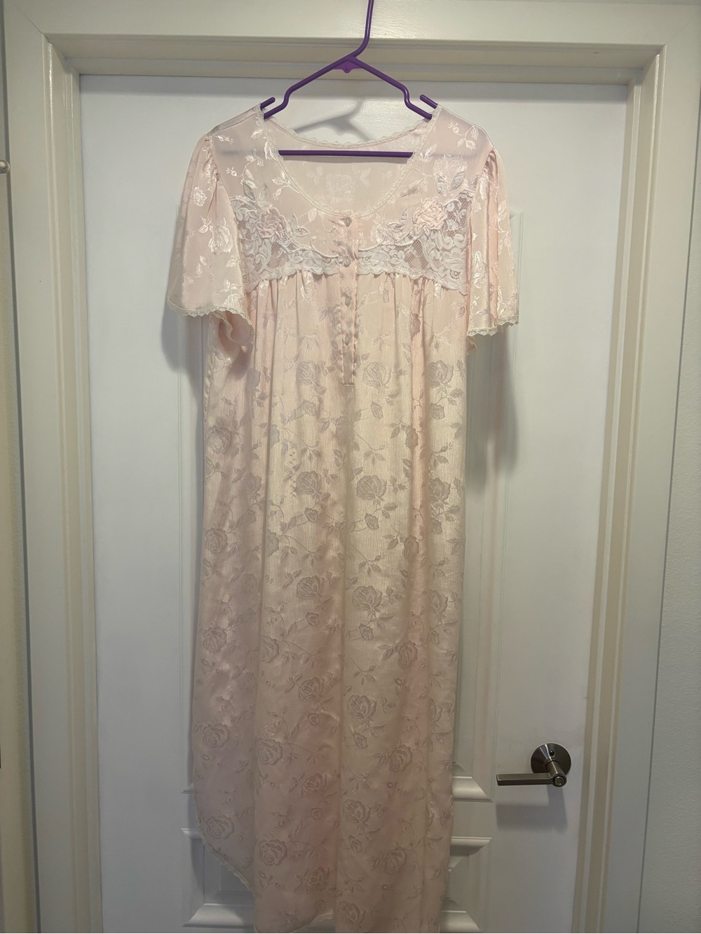Vintage Pretty in Pink Lace-Trim Nightgown